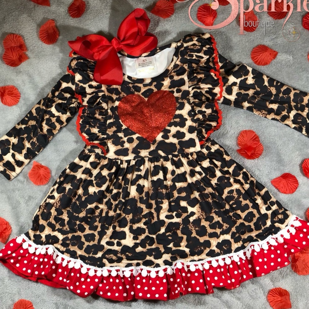 Girl’s Valentine’s leopard dress.